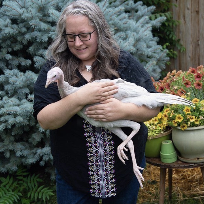 Lemon the rescued turkey and me